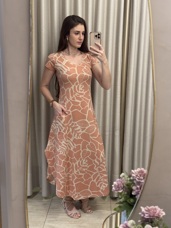 Vestido Viscolycra Estampado Arredondado Bolsos - Imagem 8