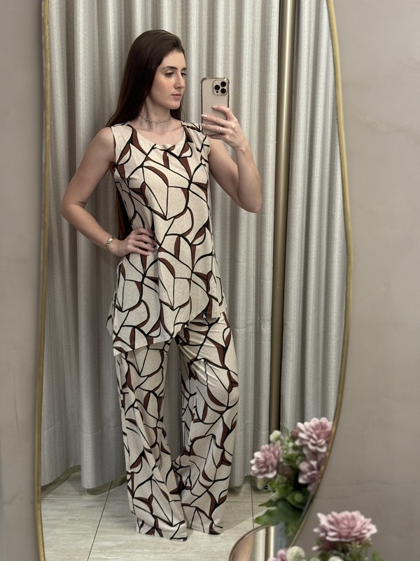 Conjunto de Viscolycra Estampado Pantalona - Imagem 6