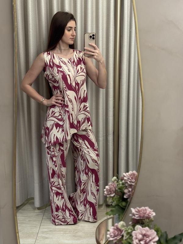 Conjunto de Viscolycra Estampado Pantalona - Imagem 5