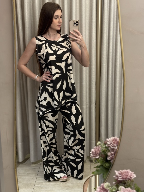 Conjunto de Viscolycra Estampado Pantalona - Imagem 3